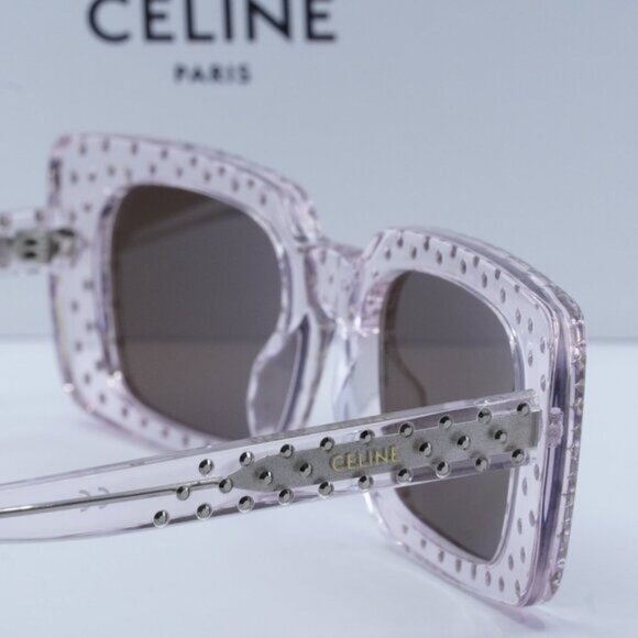 Celine CL4213IS 27E Square Sunglasses – Shiny Crystal/Brown - Picture 9 of 10